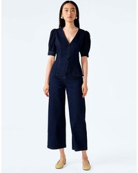 OMNES - Blouses/Shirts Paighton Dark Wash Denim Blouse With Puff Sleeve - Lyst