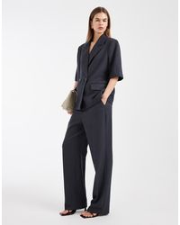 Vero Moda - Pantalones Gris Oscuro Jaspeado De Talle Medio Y Pernera Ancha De (Parte De Un Conjunto) - Lyst