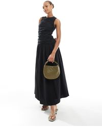 4th & Reckless - Robe longue et sans manches en popeline froncée avec taille basse - Lyst