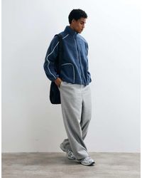 ASOS - Oversized Borg Fleece Zip Through With Piping - Lyst