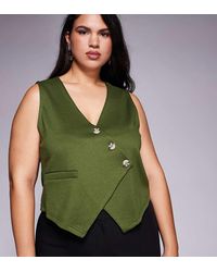 ASOS - Asos Design Curve Jersey Twill Asymmetric Vest Top - Lyst
