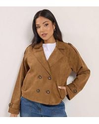 PixieGirl - Petite Faux Suede Cropped Trench Coat - Lyst