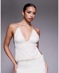 I.AM.GIA - Top Blanco De Lentejuelas Con Cuello Halter, Espalda Abierta Y Detalle De Encaje Gem 2.0 De (Parte De Un Conjunto) - Lyst