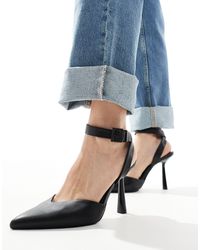 Bershka - Ankle Strap Heeled Court Shoes - Lyst