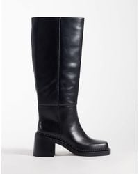 ASOS - Cadence Block Heel Pull On Knee Boots - Lyst
