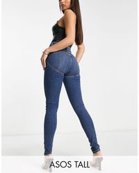 ASOS Asos design tall - lift and contour - jeans stretch skinny a vita alta scuro - Blu