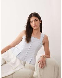 Nobody's Child - Linen Blend Peplum Pleat Detail Top - Lyst
