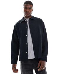Jack & Jones - Camicia Testurizzata Oversize Nera - Lyst
