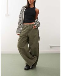 Weekday - Pantalones De Pernera Muy Ancha Con Cintura Elástica De -Verde - Lyst