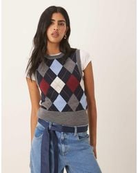GANT - Argyle Knit Wool Tank Top - Lyst