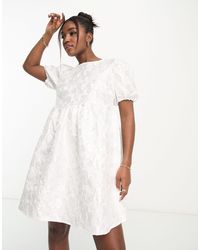 Pieces - Bride To Be Puff Sleeve Babydoll Mini Dress - Lyst