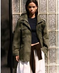 Bershka - Parka Jacket With Pockets And Funnel Neck - Lyst
