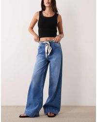 ASOS - Wide Leg Jean With Zebra Scarf Belt - Lyst