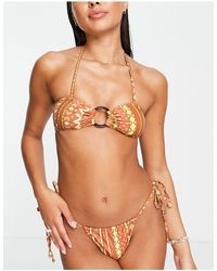 Reclaimed (vintage) - Inspired Bandeau Bikini Top With Ring Detail - Lyst