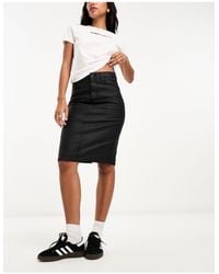 ASOS - Denim Coated Pencil Skirt With Back Split - Lyst