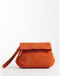 ASOS - Suede Clutch Bag With Fold Corner Detail - Lyst
