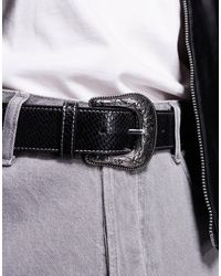 ASOS - Ceinture en similicuir effet serpent style western à surpiqûres contrastées - Lyst