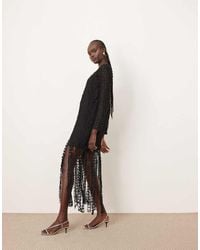 ARRANGE - Vestito Midi A Maniche Lunghe Ricamato - Lyst