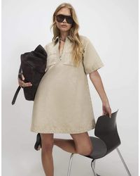 River Island - Denim Zip Front Dress - Lyst