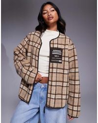 ASOS - Polar Beis A Cuadros Con Cremallera De Borreguito De Weekend Collective - Lyst