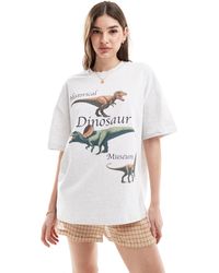 ASOS - T-shirt coupe boyfriend avec motif dinosaure - glace chiné - Lyst