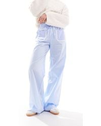 ASOS - Cotton Poplin Wide Leg Pants With Contrast Pockets - Lyst