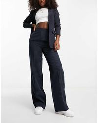 Pieces - Pantalones Azul Marino De Sastre Con Raya Diplomática De (Parte De Un Conjunto) - Lyst