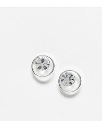 Kingsley Ryan - Pendientes De Botón Con Diseño Calado Y Cristal De Plata De Ley De -Plateado - Lyst