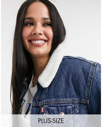 Levi's – Ex-Boyfriend – Sherpa-Trucker-Jeansjacke - Blau