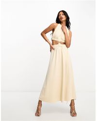 ASOS - Halter Neck Midi Dress With Cut Out Back And D-ring Trim - Lyst
