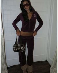 Juicy Couture - Robyn Script Logo Rebelle Velour Zip Up Hoodie Co-ord Wine - Lyst