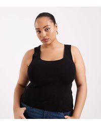 ASOS - Asos Design Curve Cotton Blend Knitted Scoop Neck Cami Top - Lyst