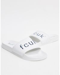 French Connection Slider con logo FCUK - Bianco