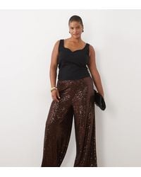 ASOS - Asos Design Curve Allover Sequin Wide Leg Trousers - Lyst