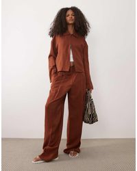 Mango - Vbbargen Linen Mix Pleated Front Straight Leg Pants - Lyst