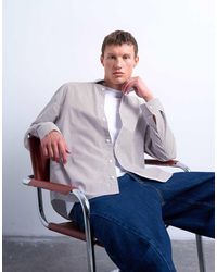 TOPMAN - Ruimvallend Gestreept Overhemd - Lyst