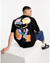 ASOS - Asos daysocial - t-shirt unisexe oversize en tissu épais avec imprimé fleuri abstrait - Lyst