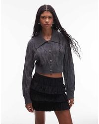 & Other Stories - Cable Knitted Cardigan With Collar And Button Front - Lyst