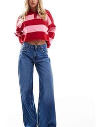 Bershka - Petite High Waisted Wide Leg Jeans - Lyst