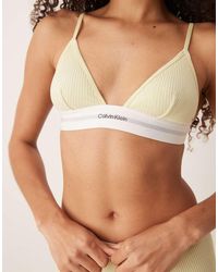 Calvin Klein - Triangel Bh Zonder Voering Van Geribbeld Modal - Lyst