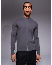 Mango - Performance Comfort Stretch Zip Through Knitted Sweater - Lyst