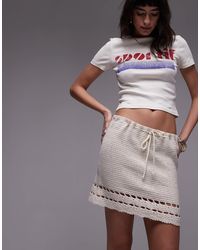 TOPSHOP - Knitted Crochet Trim Mini Skirt - Lyst