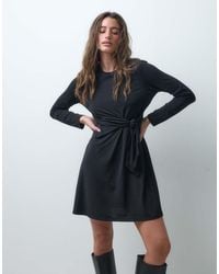 Vero Moda - Long Sleeve Tie Detail Mini Dress - Lyst