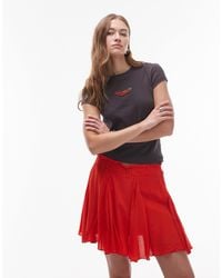 TOPSHOP - Cotton Flippy Mini Skirt With Godets - Lyst