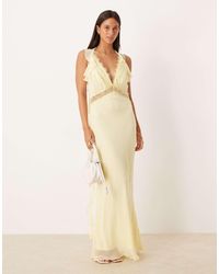 ASOS - Lace Inserts Slip Chiffon Midi Dress - Lyst