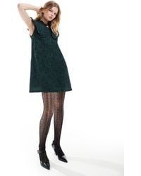 Ghospell - Oversized Collar Jacquard Mini Dress - Lyst