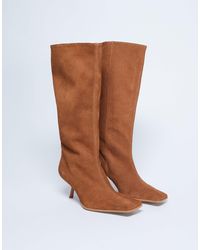 TOPSHOP - Scarlett - bottes à bout carré en daim - Lyst