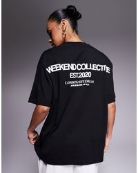 ASOS - Weekend Collective Icon Oversized T-shirt With Bold Font Back Graphic - Lyst