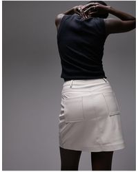 TOPSHOP - Leather Look Denim Styled Mini Skirt - Lyst