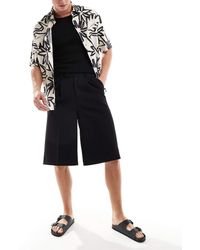 ASOS - Pantaloncini Eleganti Ampi Taglio Lungo Neri - Lyst